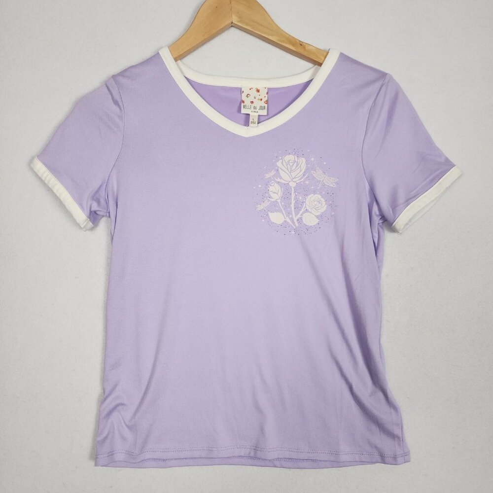 Belle du Jour Lot of 3 Girls Shirts L-XL Love Happy Graphic Blue Yellow Purple - Picture 3 of 16
